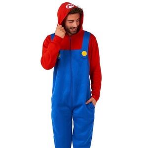 MENS Super MARIO Nintendo Red and Blue Costume Jumpsuit